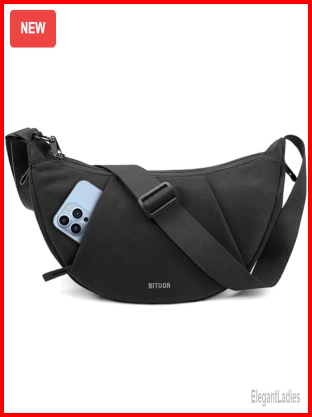 Anti-theft Crossbody Bag Women Water-resistant Nylon Crescent Hobo Purse